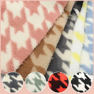Fabraic Sherpa Olann Priontáil Houndstooth